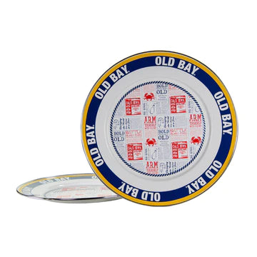 Charger Plates, 12.5" Old Bay Seasoning Enamelware